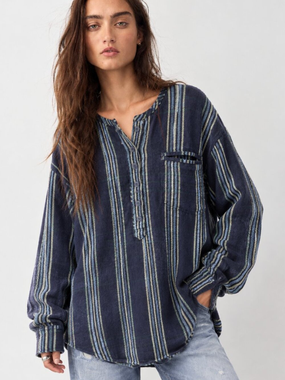 WE THE FREE STRIPE COTTON SURFER GIRL TOP